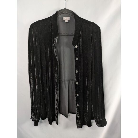 J Jill Velvet Top Large Button Down‎ Velour Silk Whimsigoth Vamp Witchy Holiday - Picture 1 of 8